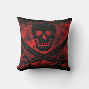 Cojín Decorativo Arte espeluznante de calavera con espadas cruzadas