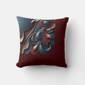 Cojín Decorativo Arte estético de Burdeos y azul
