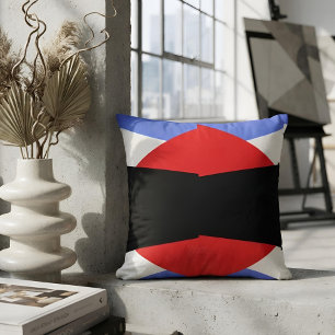 Cojín Decorativo Arte Estético Rojo y Azul Bloque de Color Moderno
