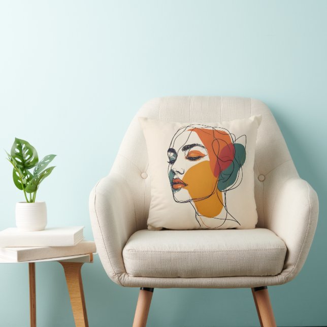 Cojín Decorativo Arte femenino de una sola línea (Silla)