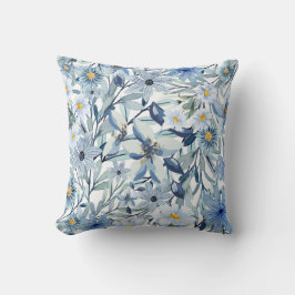 Cojín Decorativo Arte floral acuarela de flores azules