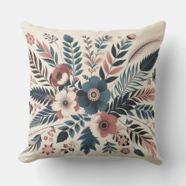 Cojín Decorativo Arte floral crema botánica moderno