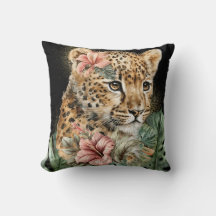 Arte floral de animales bebé de la jungla en acuar