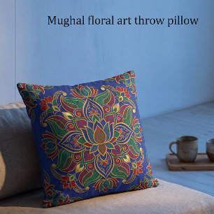 Cojín Decorativo Arte floral de Diwali de lujo Mughal