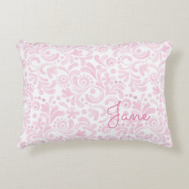 Cojín Decorativo Arte floral en acuarela NOMBRE rosa blanco femenin