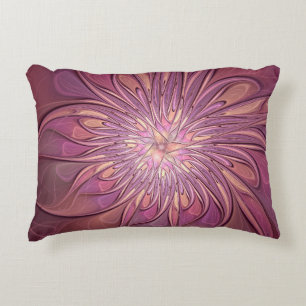 Cojín Decorativo Arte floral fractal moderno abstracto colores de b