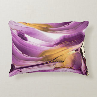 Cojín Decorativo Arte fluido, textura de oro lila.