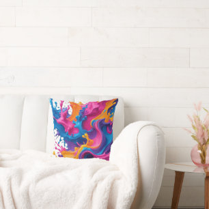 Cojín Decorativo Arte fluido vibrante abstracto - Diseño de salpica