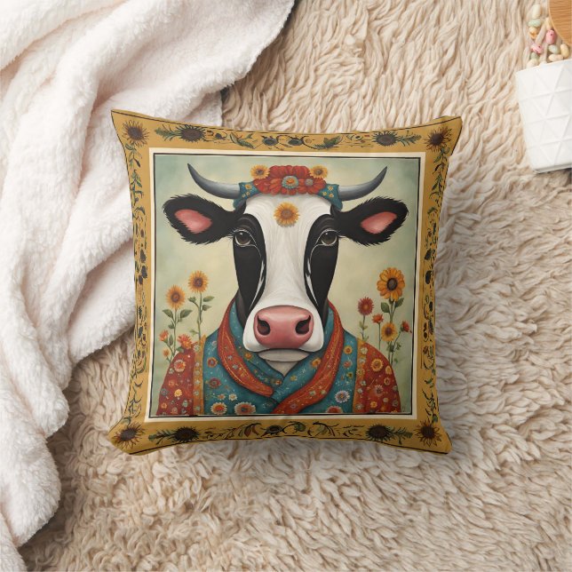 Cojín Decorativo Arte folclórico de vaca sagrada (Manta)