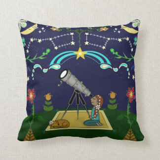Cojín Decorativo Arte folclórico del cielo nocturno