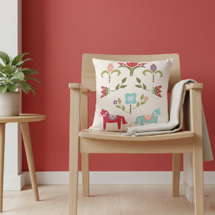 Cojín Decorativo Arte folclórico escandinavo