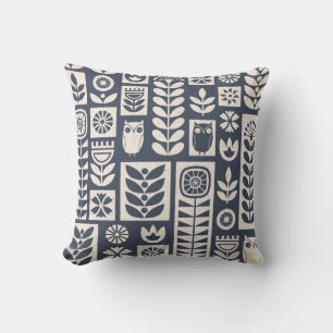 Cojín Decorativo Arte folclórico escandinavo patrón vintage sin fis