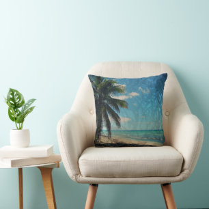 Cojín Decorativo Arte fotográfico digital azul del Caribe