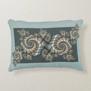 Cojín Decorativo Arte fractal abstracto beige azul claro espirales
