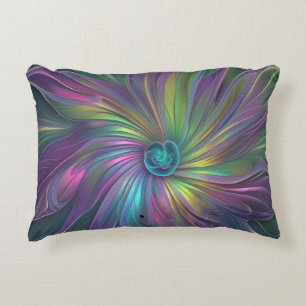 Cojín Decorativo Arte fractal abstracto de flor de fantasía brillan
