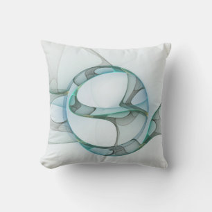 Cojín Decorativo Arte fractal abstracto moderno azul turquesa gris