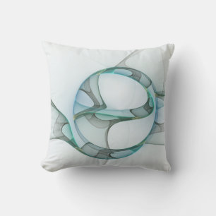 Cojín Decorativo Arte fractal azul turquesa gris elegancia abstract