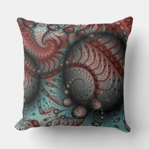 Cojín Decorativo Arte fractal de fantasía vívida abstracta marrón a