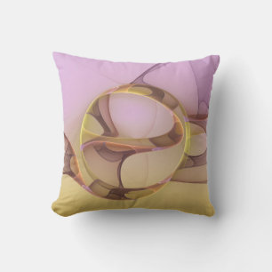 Cojín Decorativo Arte fractal dorado rosa moderno abstracto