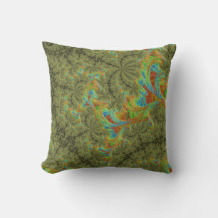 Cojín Decorativo Arte fractal en espiral psicodélico alucinante