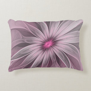 Cojín Decorativo Arte fractal floral abstracto de flor de ciruela d