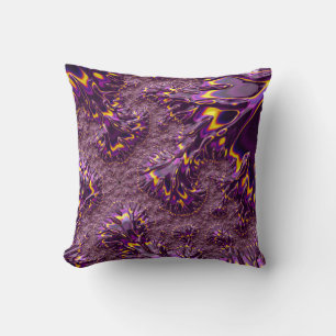 Cojín Decorativo Arte fractal groovy amarillo púrpura trippy vibran