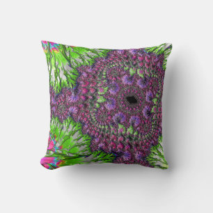 Cojín Decorativo Arte fractal vibrante y colorido de neón psicodéli