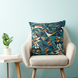 Cojín Decorativo Arte geométrico abstracto moderno - Naranja Teal R