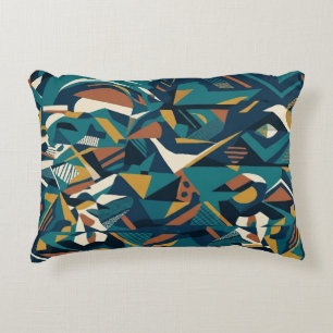 Cojín Decorativo Arte geométrico abstracto moderno - Naranja Teal R