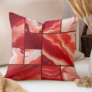 Cojín Decorativo Arte geométrico de mármol rojo