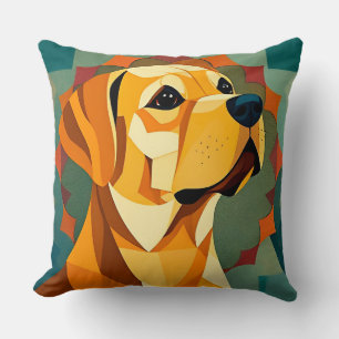 Cojín Decorativo Arte geométrico de perro Labrador Retriever amaril
