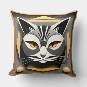 Cojín Decorativo Arte geométrico de un diseño abstracto de gato est