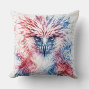 Cojín Decorativo Arte geométrico del águila filipina roja y azul
