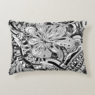 Cojín Decorativo Arte Geométrico Negro Y Blanco 15