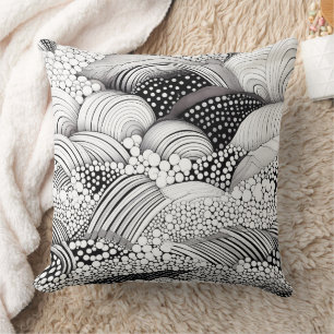 Cojín Decorativo Arte geométrico orgánico monocromo - Negro Blanco