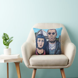 Cojín Decorativo Arte gótico americano moderno inspirado en Grant W