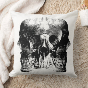 Cojín Decorativo Arte gótico oscuro del cráneo