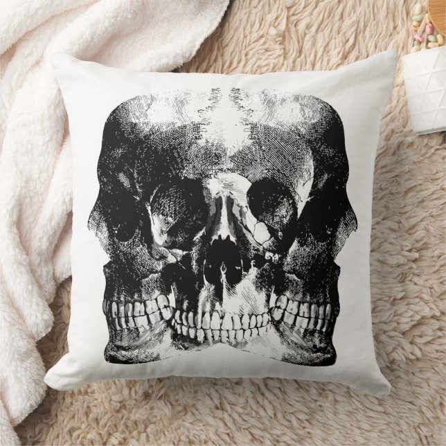 Cojín Decorativo Arte gótico oscuro del cráneo (Manta)