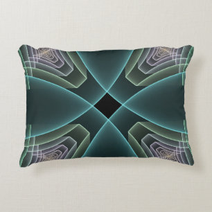 Cojín Decorativo Arte gráfico geométrico fractal teal moderno
