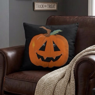 Cojín Decorativo Arte Ilustrativo de Jack O Lantern Feliz Halloween