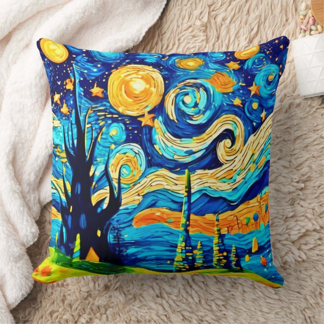 Cojín Decorativo Arte inspirado en el surrealismo estrellado (Manta)