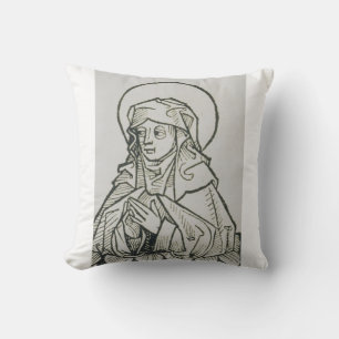 Cojín Decorativo Arte lineal minimalista medieval de Santa Mónica
