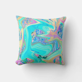 Cojín Decorativo Arte líquido azul acuático retro en hortensias abs