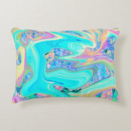 Cojín Decorativo Arte líquido azul acuático retro en hortensias abs