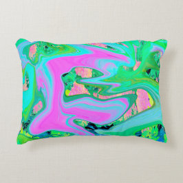 Cojín Decorativo Arte líquido rosa retro y azul claro en Hortensia