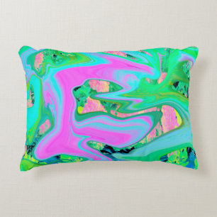 Cojín Decorativo Arte líquido rosa retro y azul claro en Hortensia