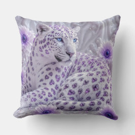 Cojín Decorativo Arte majestuoso de leopardo enjoyado de púrpura re