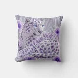 Cojín Decorativo Arte majestuoso de leopardo enjoyado de púrpura re