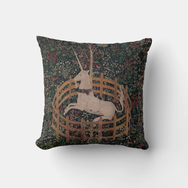 Cojín Decorativo Arte medieval de unicornio: Unicornio descansa en  (Anverso)