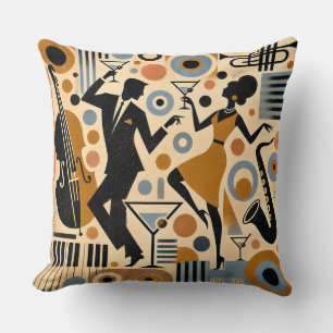 Cojín Decorativo Arte minimalista de la era del jazz de mediados de